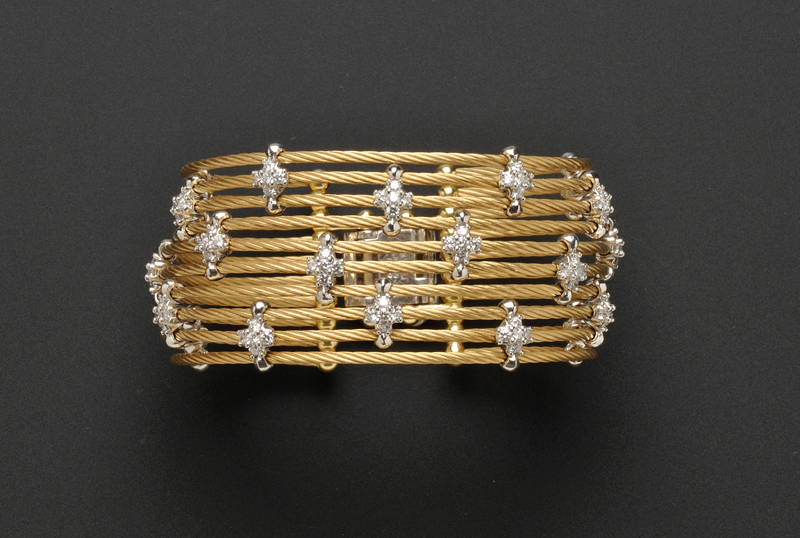 Appraisal: kt Bicolor Gold and Diamond Multi-strand Bracelet Morelli composed of