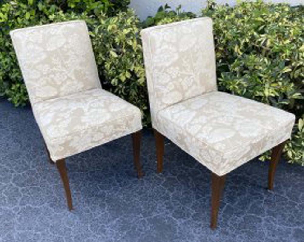 Appraisal: SET OF SIX UPHOLSTERED WALNUT SIDE CHAIRSThe rectangular upholstered backs