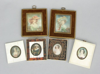 Appraisal: A Group of Six Miniature Portraits th th Century A