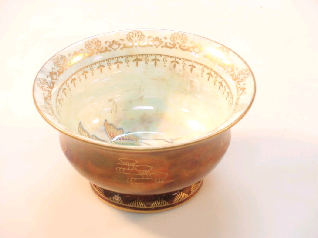 Appraisal: A Wedgwood ordinary lustre oge shape bowl internally decorated with