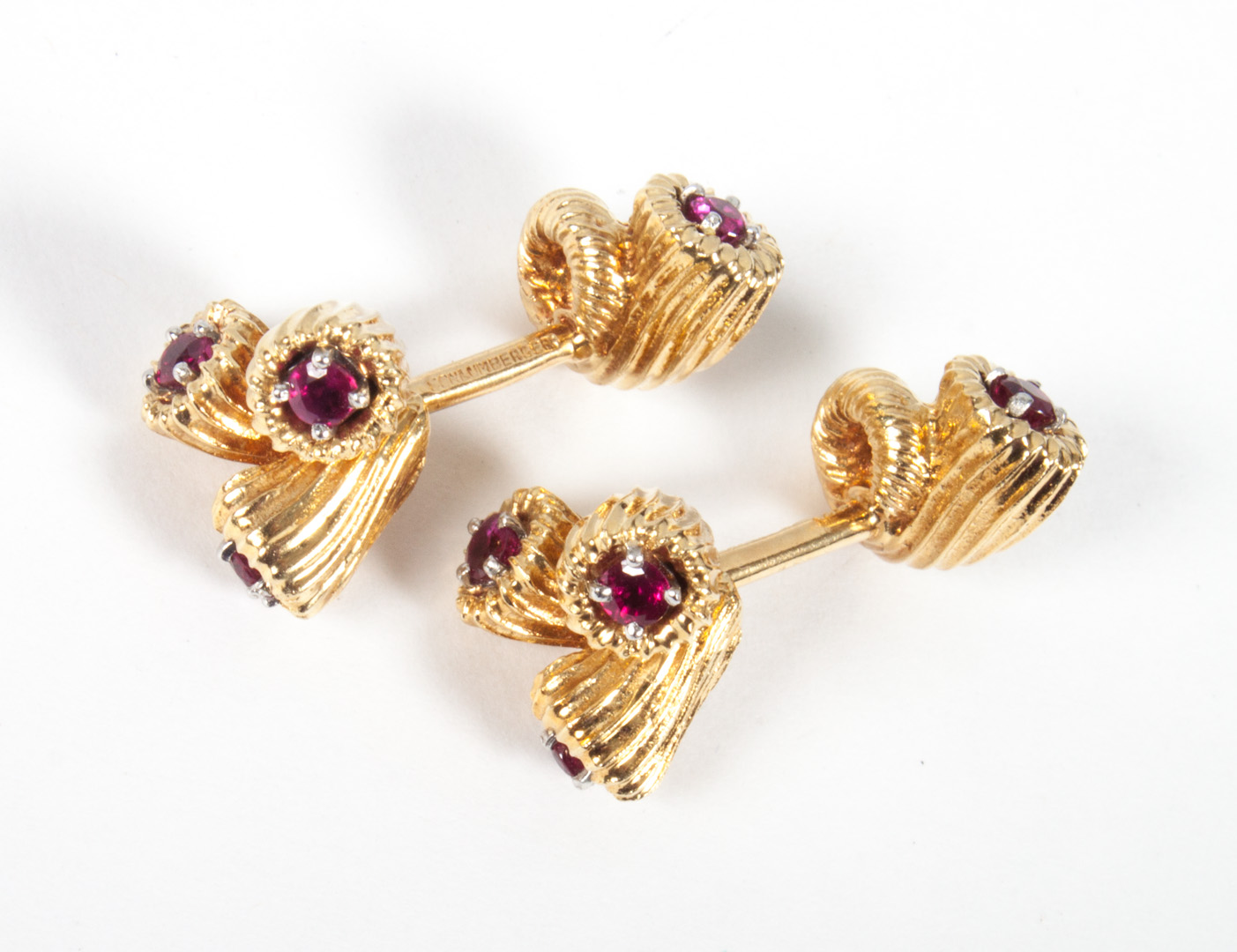 Appraisal: Tiffany Schlumberger K gold and ruby cufflinks designed by Jean