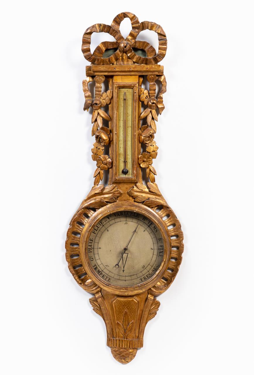 Appraisal: TH TH C ROCOCO GILTWOOD WALL BAROMETER Continental th th