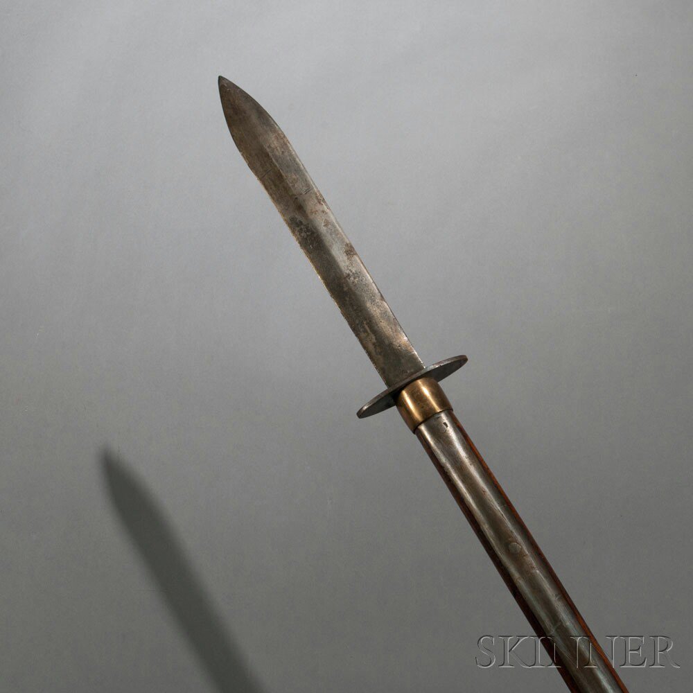 Appraisal: Confederate Georgia-style Pike c wooden haft with iron double-edged blade