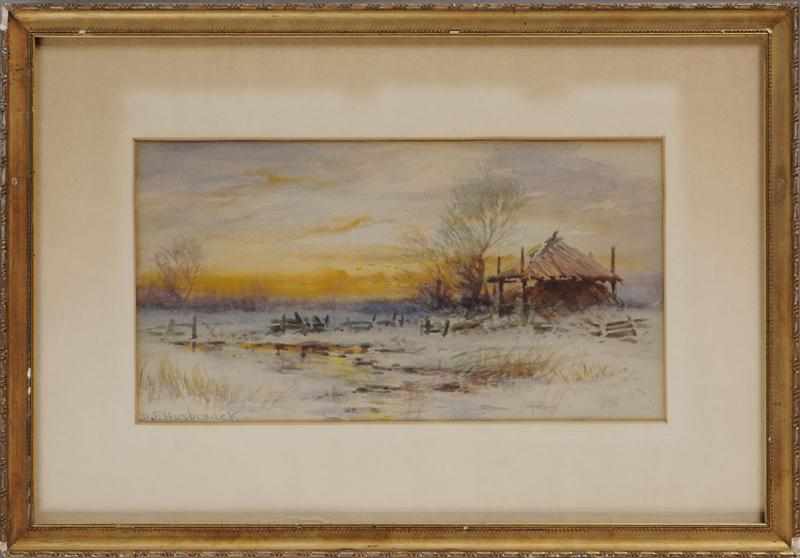 Appraisal: DUBOIS FENELON HASBROUCK - WINTER SUNSET Watercolor on paper signed