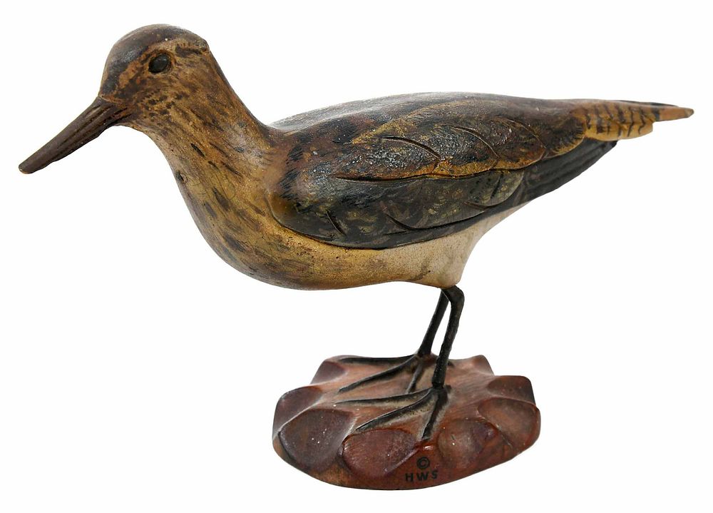 Appraisal: Carved and Painted Wood Sandpiper American th century marked HWS