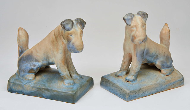 Appraisal: A PAIR OF DANESBY WARE BOURNE POTTERY TERRIERS one indistinctly