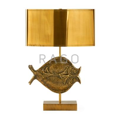 Appraisal: MAISON CHARLES Table lamp France s Patinated bronze brass two