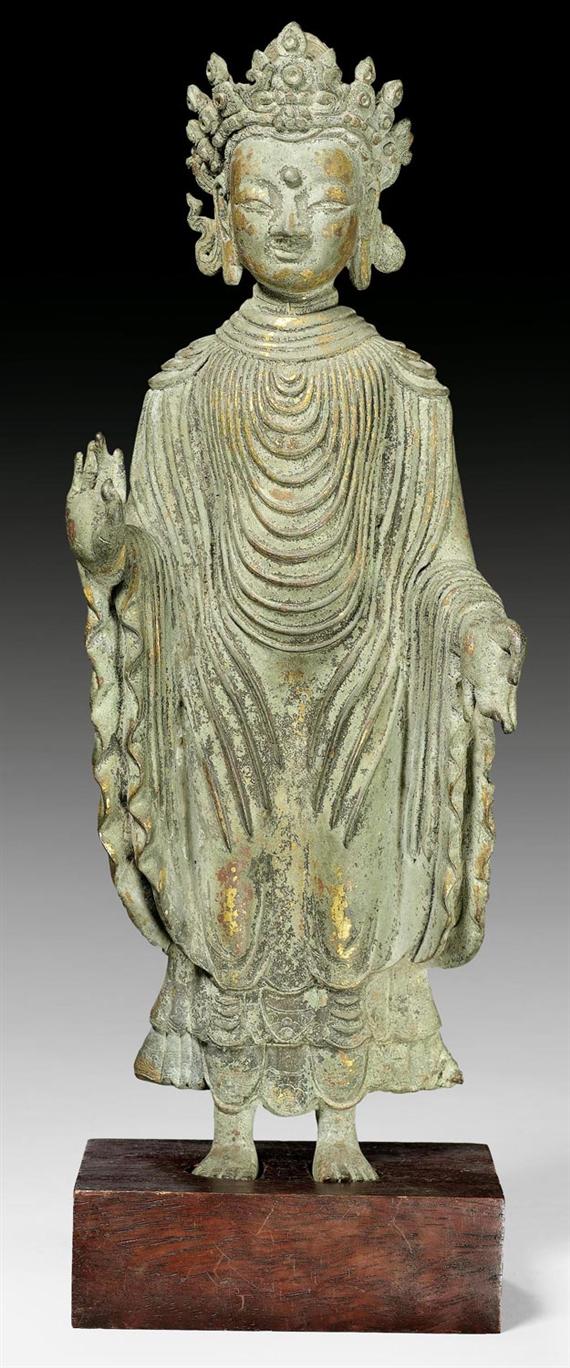 Appraisal: A GILT BRONZE STANDING FIGURE OF THE ADORNED BUDDHA China