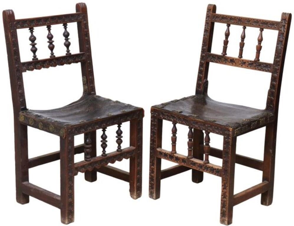 Appraisal: lot of Spanish Baroque style side chairs th c in