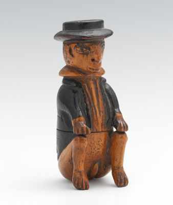 Appraisal: A Hand Carved Folk Art Wood Figural Snuff Container Lift