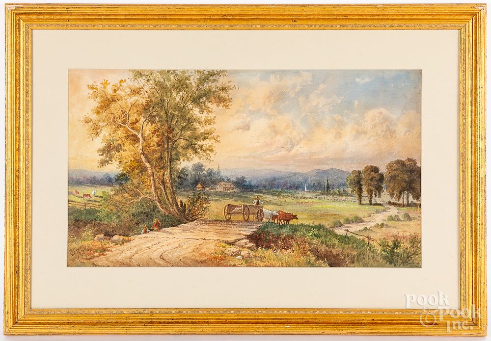 Appraisal: Julius Augustus Beck watercolor landscape Julius Augustus Beck American -