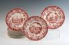 Appraisal: COMMEMORATIVE PLATES - Fourteen matching dessert size red transfer plates