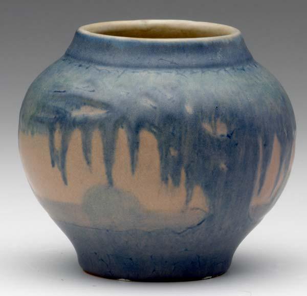 Appraisal: NEWCOMB COLLEGE Bulbous vase carved by Sadie Irvine with live