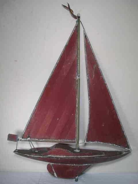 Appraisal: Copper weathervane constructed as a sailboat Solid welded design can