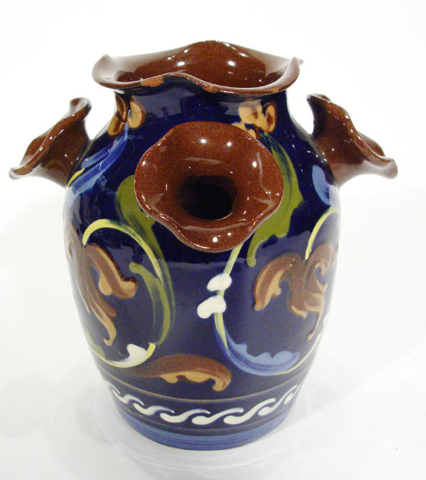 Appraisal: Longpark Torquay ware five necked vase painted with floral and