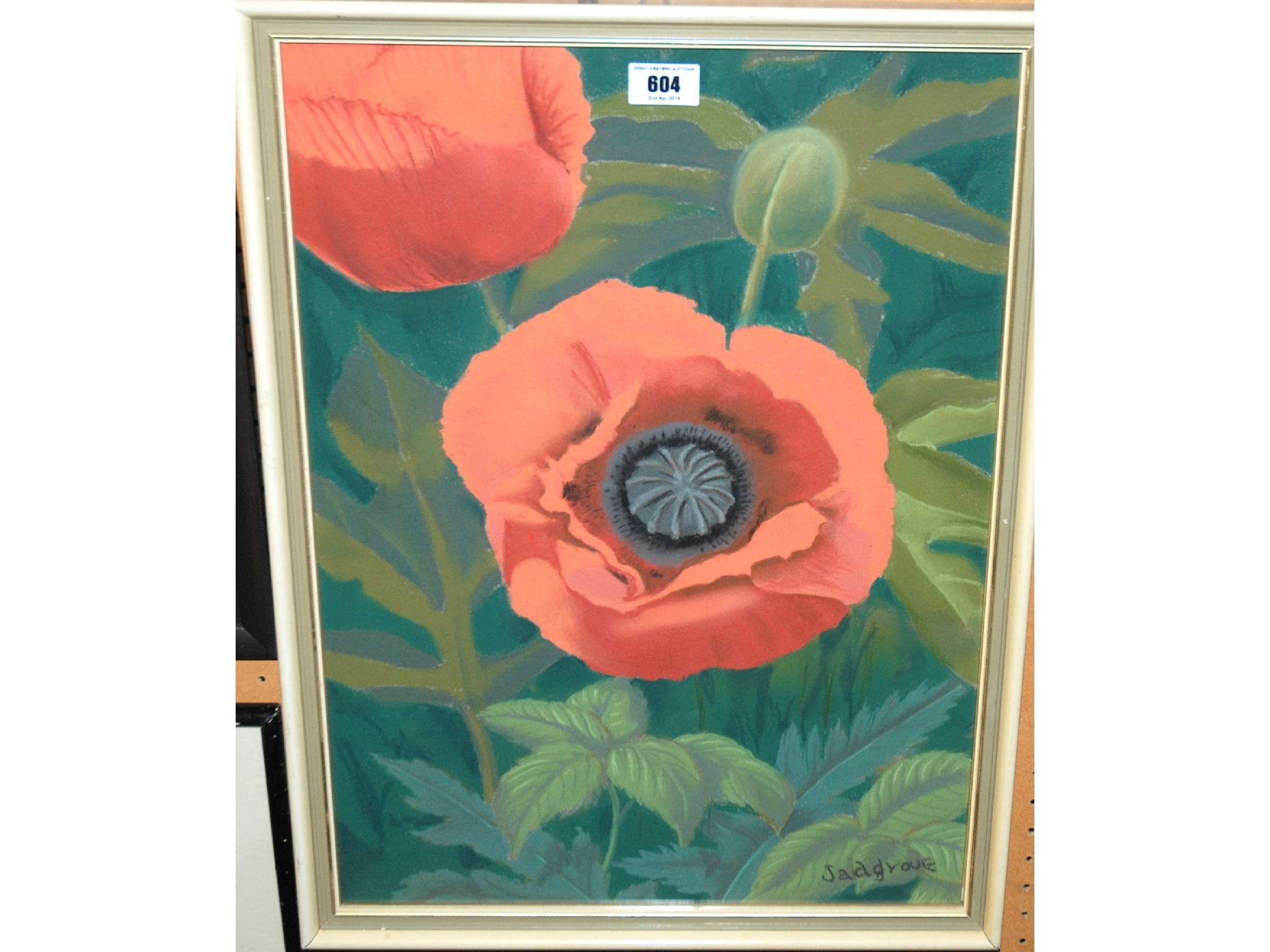 Appraisal: Signed SADGROVE Poppies pastel