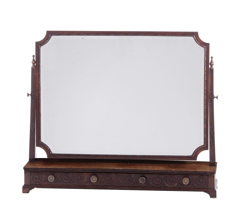 Appraisal: English mahogany dressing mirror early th century H W D