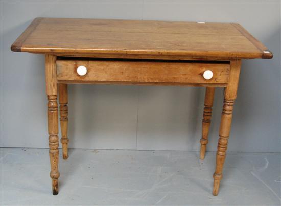 Appraisal: Pine side table over single drawer on turned supports PROVENANCE