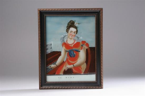 Appraisal: CHINESE EXPORT VERRE GLOMIS PAINTING OF A WOMAN SEATED AT