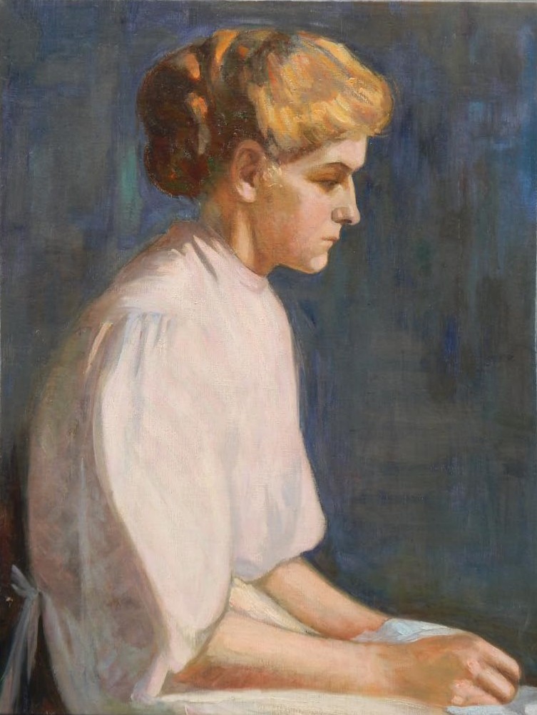 Appraisal: Newlyn School Half portrait of a woman oil on canvas