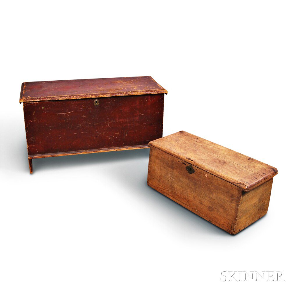 Appraisal: Two Chests th and th century a red-painted six-board chest