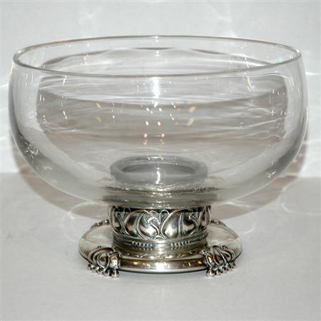 Appraisal: Quaker Silver Co Sterling Silver Mounted Glass Center Bowl Estimate