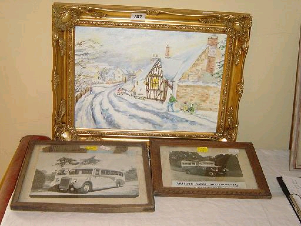 Appraisal: An oil painting on board of a snowy scene of