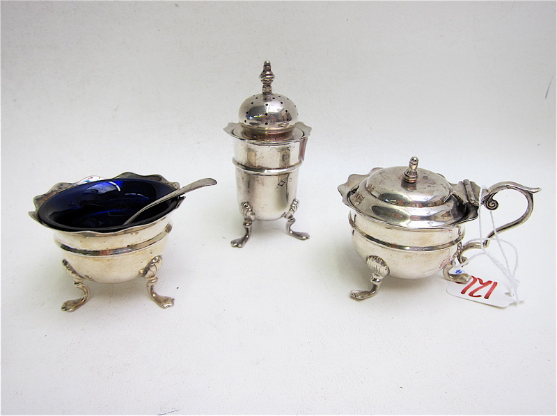 Appraisal: FOUR PIECES ENGLISH STERLING SILVER TABLEWARE set comprised of shaker