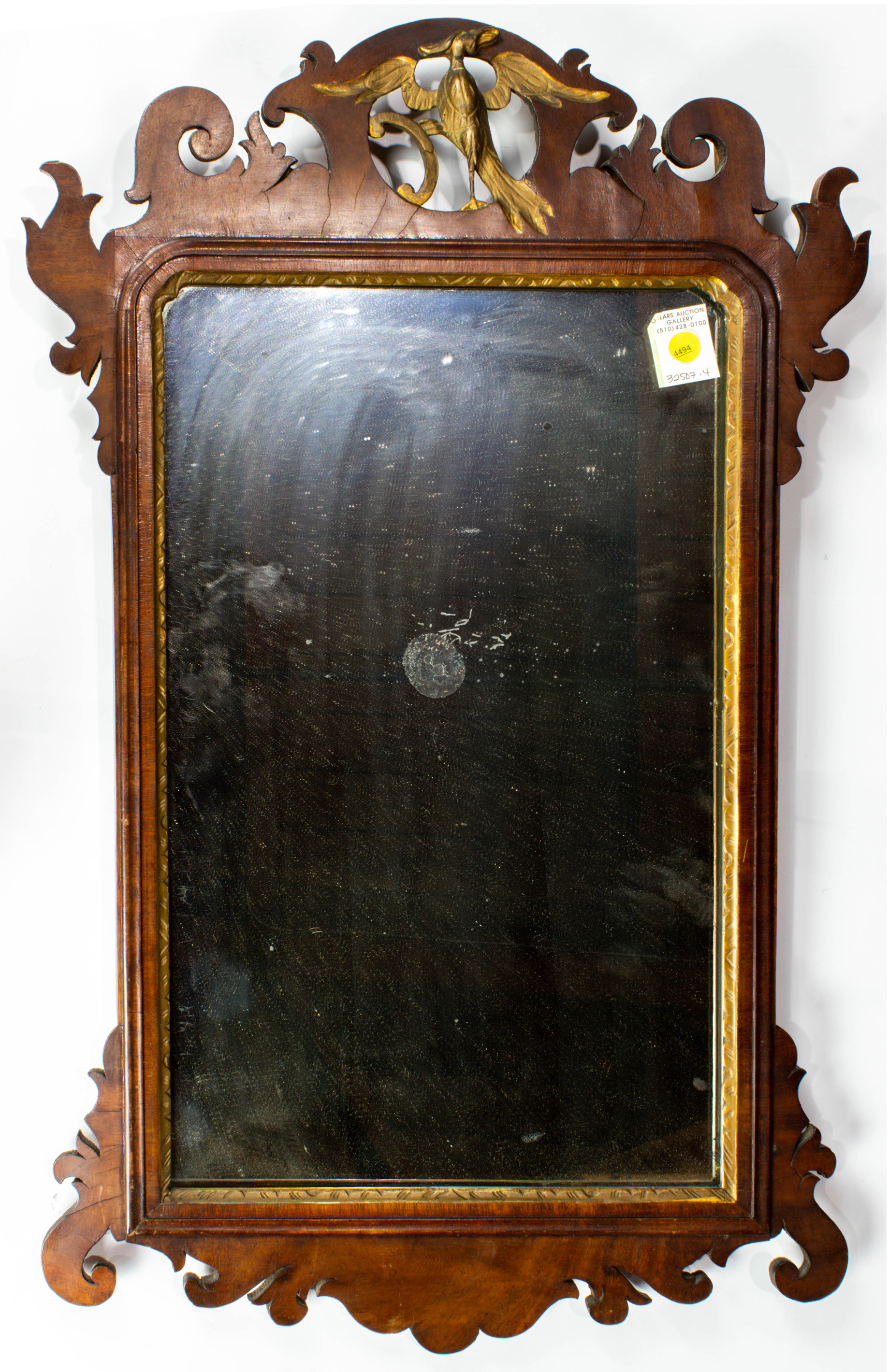 Appraisal: FINE AMERICAN CARVED MAHOGANY FRAME WITH PHOENIX AND MIRROR Fine