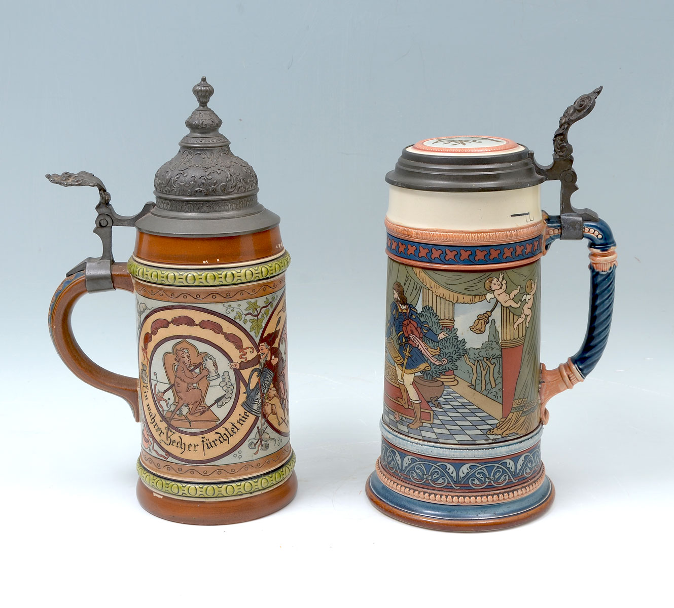 Appraisal: PC GERMAN METTLACH STEIN LOT Comprising - Mettlach stein having