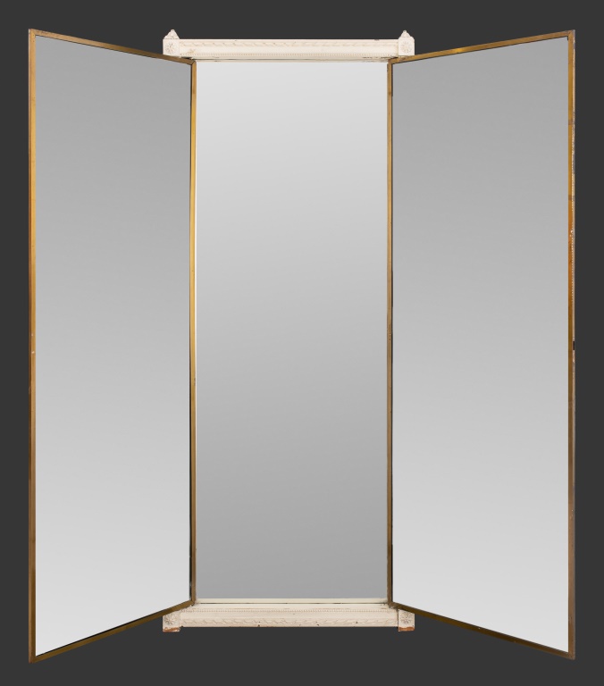 Appraisal: MIROIR BROT A LOUIS XVI SYLE -WAY MIRROR Grey painted