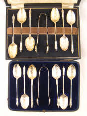 Appraisal: Two late Victorian matching sets of six silver teaspoons and