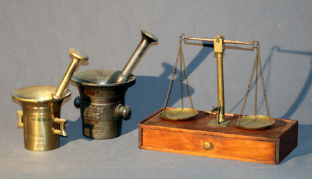 Appraisal: Brass and Wood Gold Scale and Two Brass and Cast-Iron