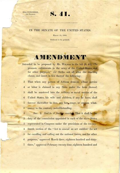 Appraisal: piece African-American Subject United States Congress Senate Amendment Washington March