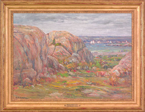 Appraisal: Lewis Henry Meakin American - oil on canvas titled Rocks