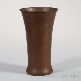 Appraisal: Gustav Stickley Metalwork Vase Copper New York c Flared rim