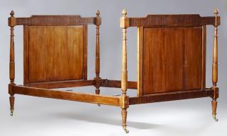 Appraisal: French Henri II Style Carved Walnut Double Sleigh Bed th