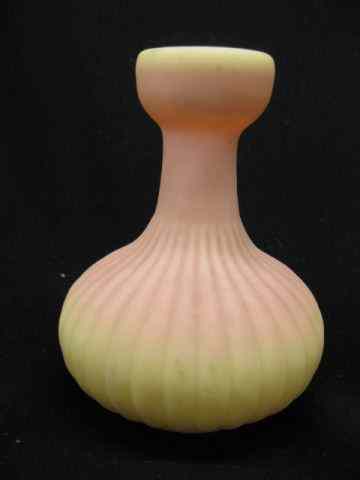 Appraisal: Burmese Art Glass Vase ribbed '' Mt Washington or Webb