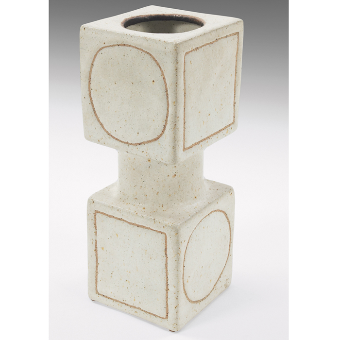 Appraisal: Bruno Gambone ceramic vase Italy c white glazed form of