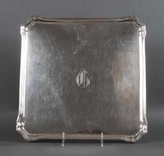 Appraisal: English sterling silver serving tray with Birmingham hallmarks early th