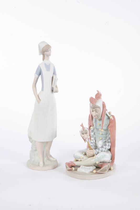 Appraisal: TWO LLADRO FIGURES A seated court jester h And a