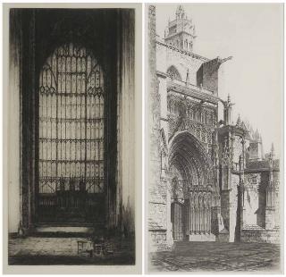 Appraisal: Two Etchings Cathedrals th th century Gothic Cathedral Doorway No