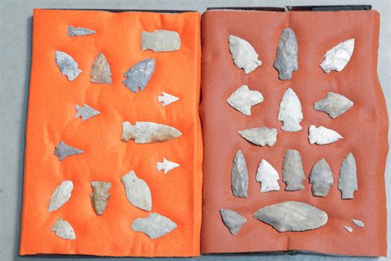 Appraisal: GROUP OF RELICS Two frames of assorted arrowheads and spearpoints