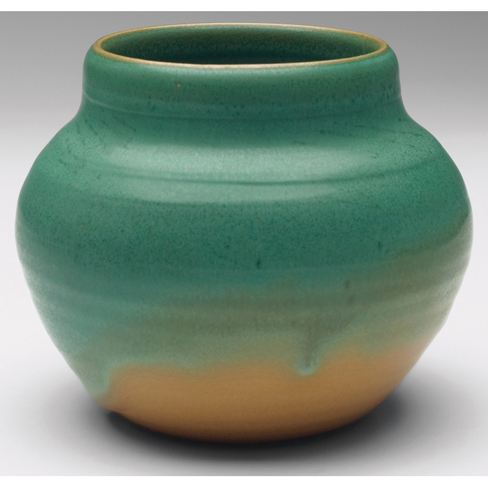 Appraisal: Newcomb College vase hand-thrown shape covered in a green matte