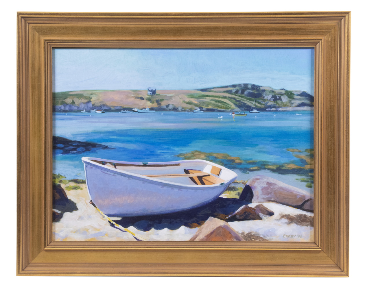 Appraisal: PHILIP FREY ME CONTEMPORARY White Dinghy acrylic on board signed