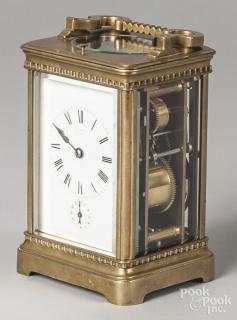 Appraisal: French brass carriage clock retailed by Tiffany Co '' h