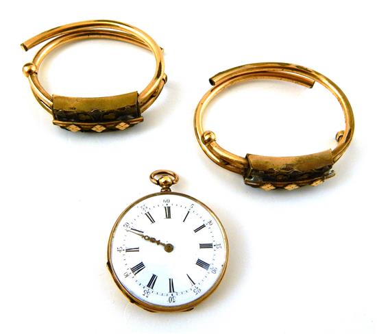 Appraisal: JEWELRY Three gold-filled pieces including a pocket watch and two