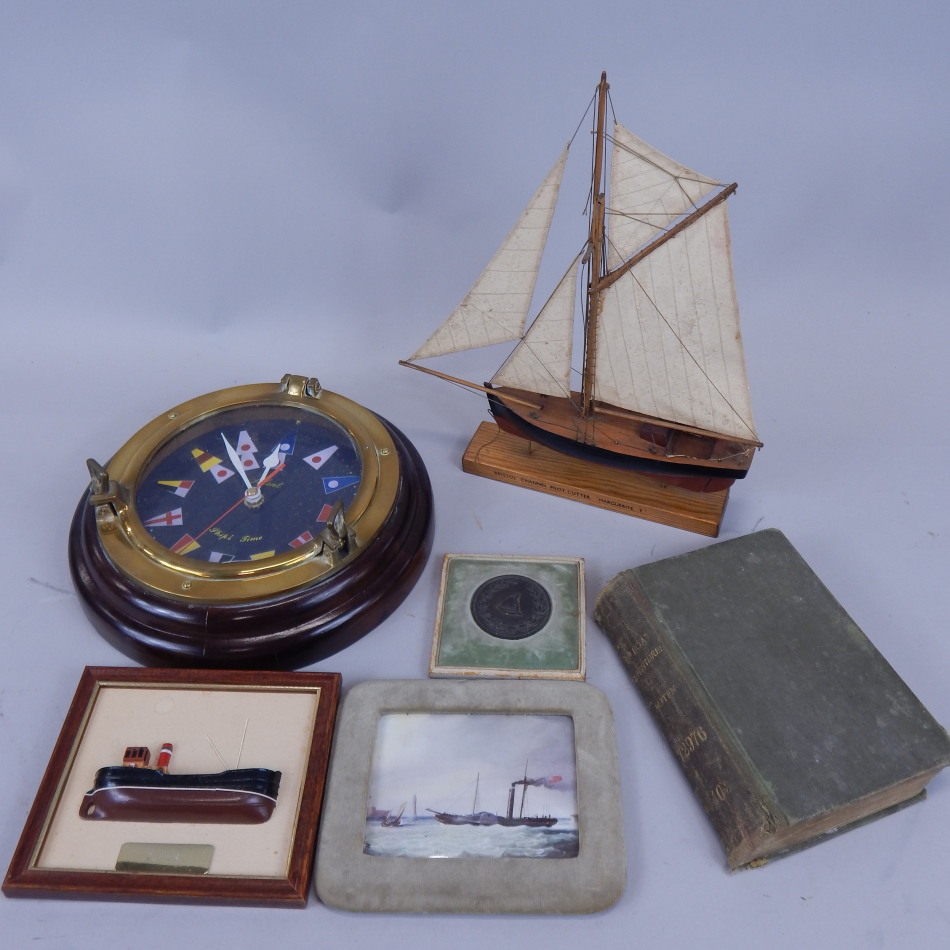 Appraisal: A collection of maritime related items to include a rectangular