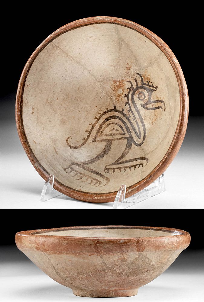 Appraisal: Cocle Pottery Bowl w Bird First Time At Auction Pre-Columbian