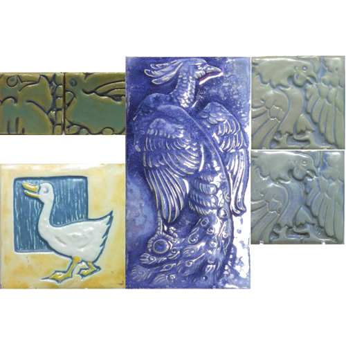 Appraisal: BATCHELDER MOSAIC Etc Six tiles with bird design two pairs